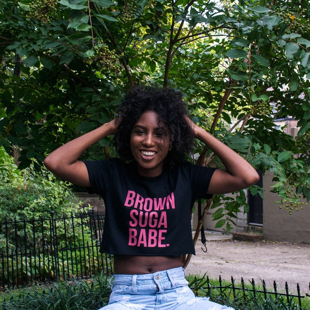 Brown Sugar Babe Crop Top ( Black Shirt )